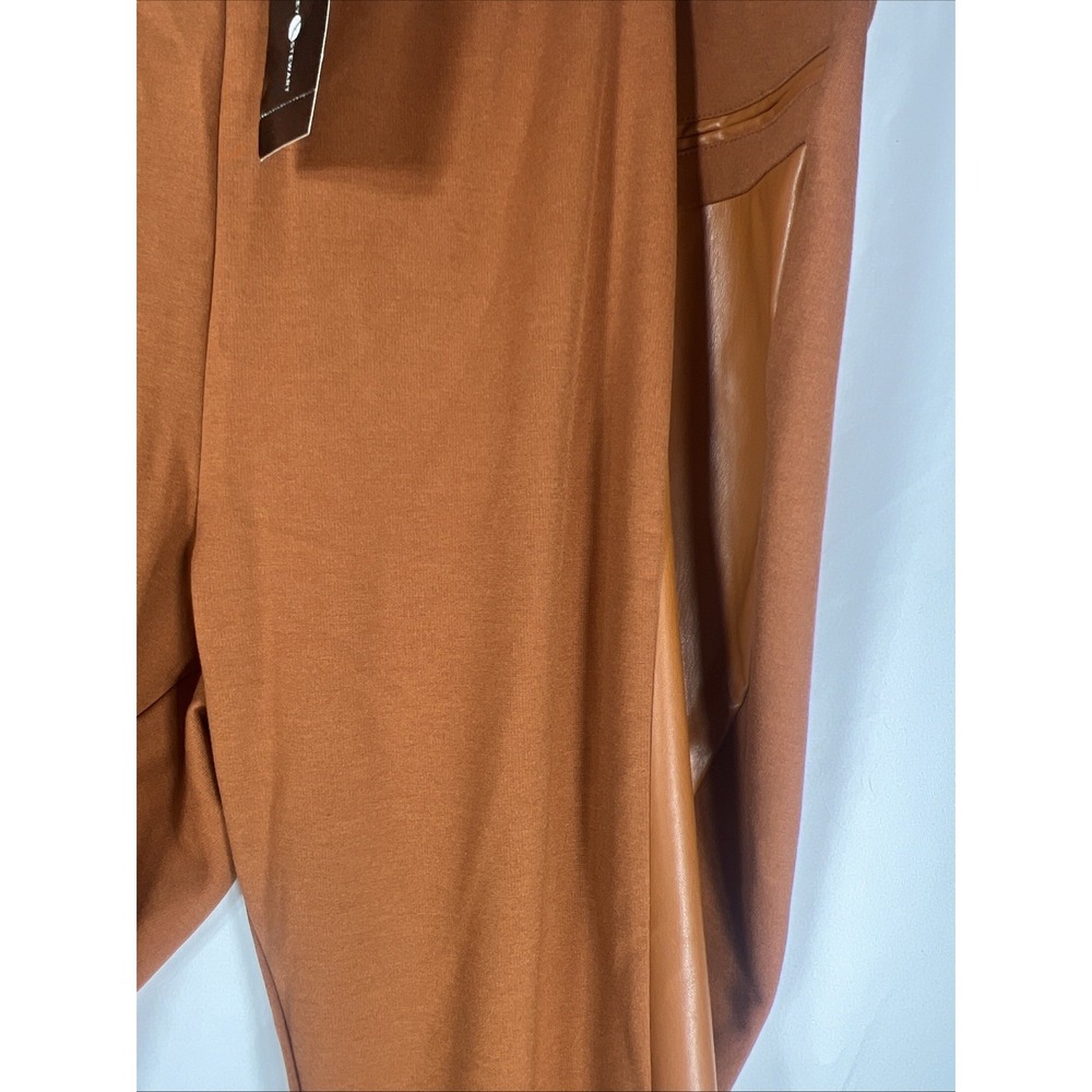Ashley Stewart Faux Leather Paneled‎ Leggings caramel  22-24Elevated Look Womens - Picture 9 of 15